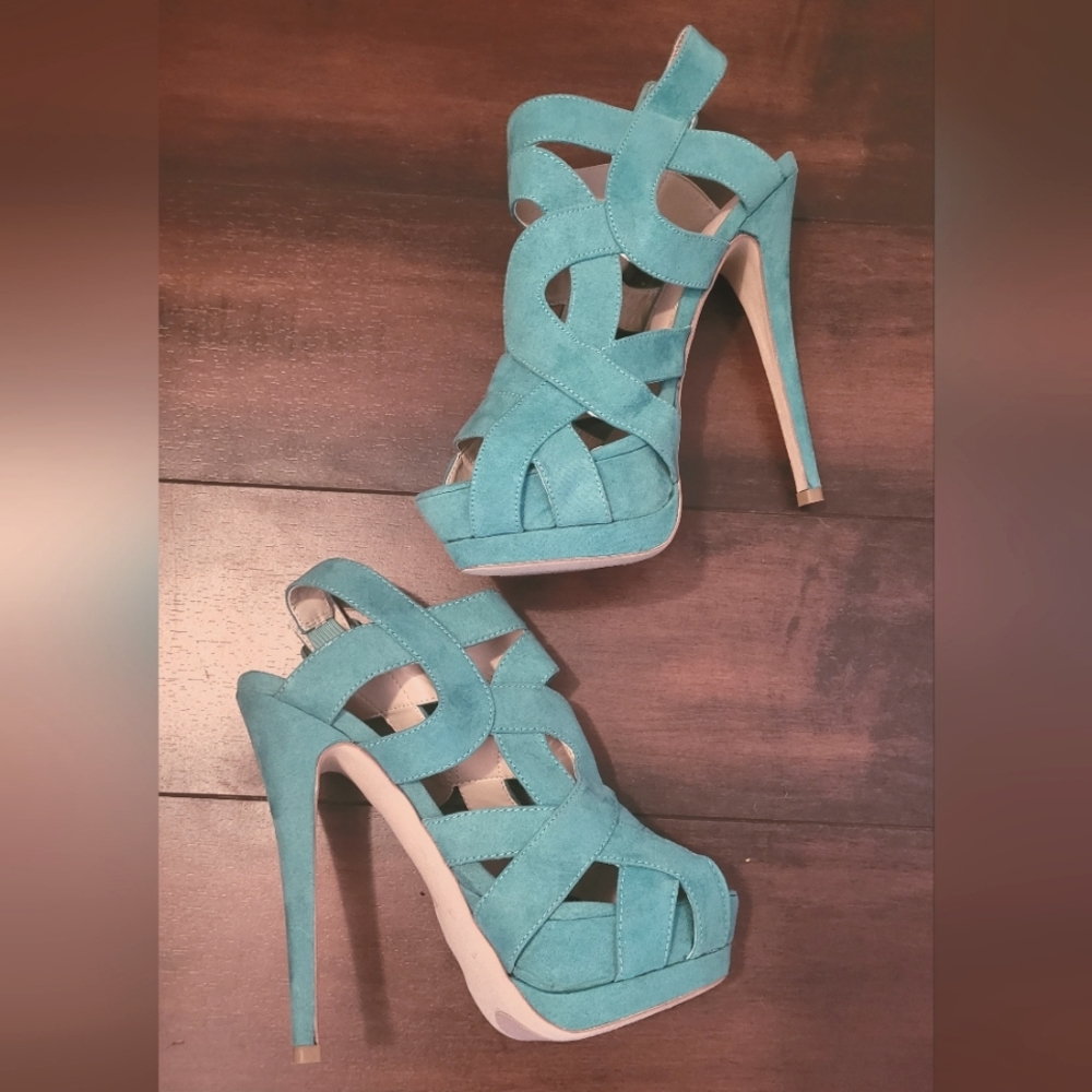 6" Stiletto Sandals, turquoise, size 7